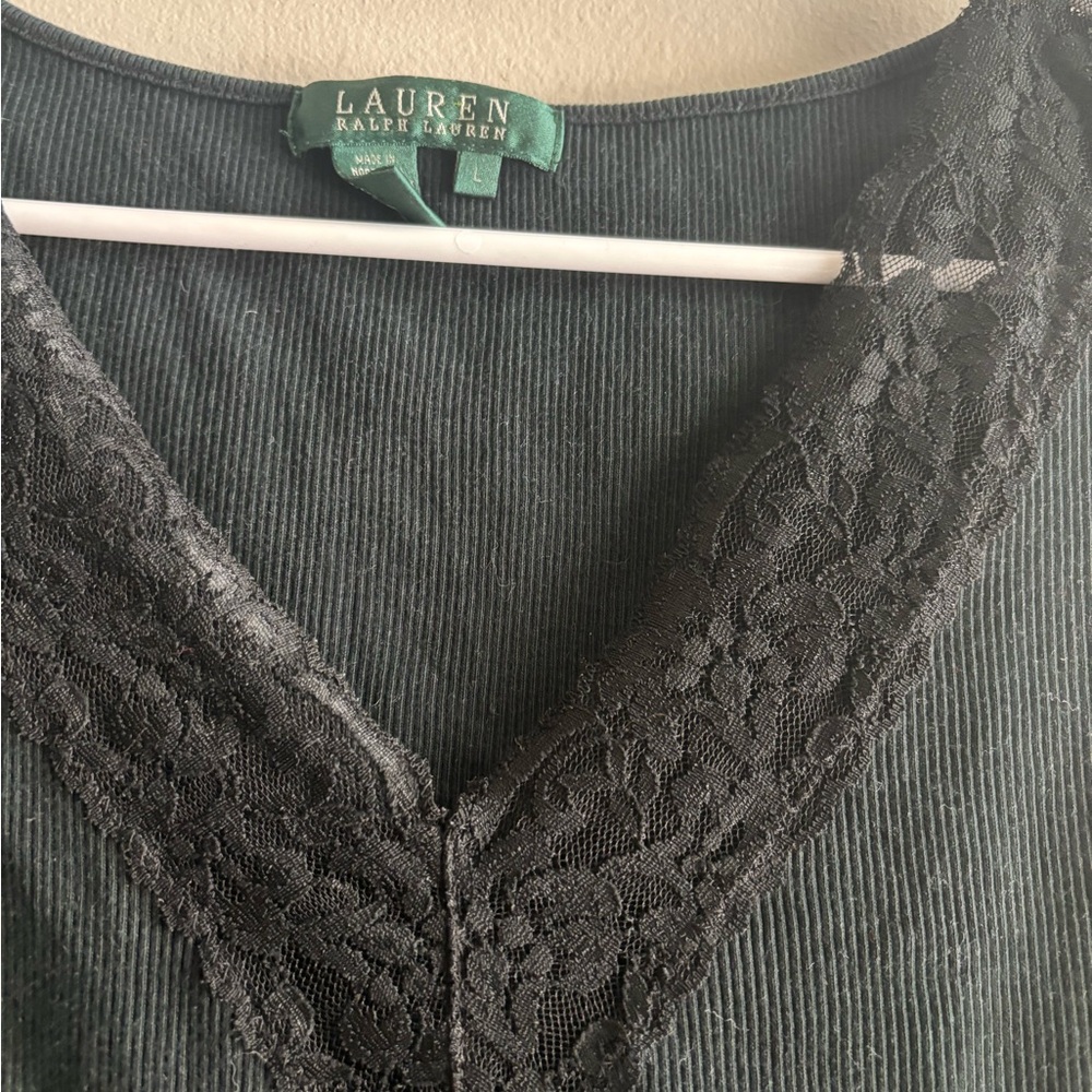 Ralph Lauren Black Lace Ribbed Tank Top